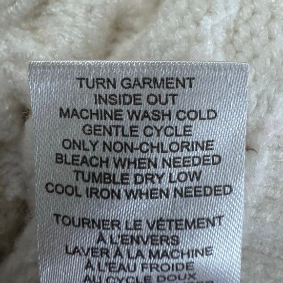 Truth Cableknit Mock Turtleneck Sweater Sz M White Ribbed Sleeves Cozy Cabincore - Picture 5 of 5